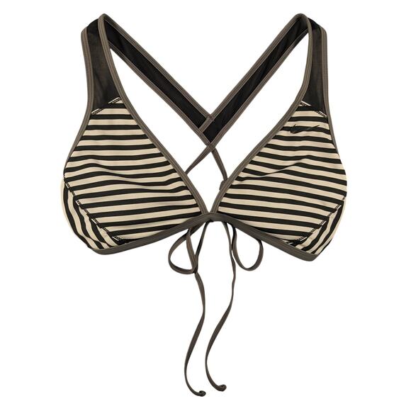 Nike Bikini Top Womens XL Black White Stripe Swim Swoosh Adjustable Tie Closure - Picture 1 of 11